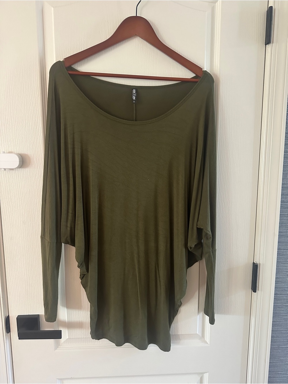 Women's Olive Green Long Sleeve Dolman Top